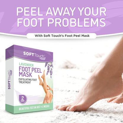 Dermora Soft Touch Foot Peel Mask - Pack of 2 Feet Peeling Masks for Dry, Cracked Heels & Calluses - Exfoliating Foot Mask Peel for Baby Soft Skin (Original)