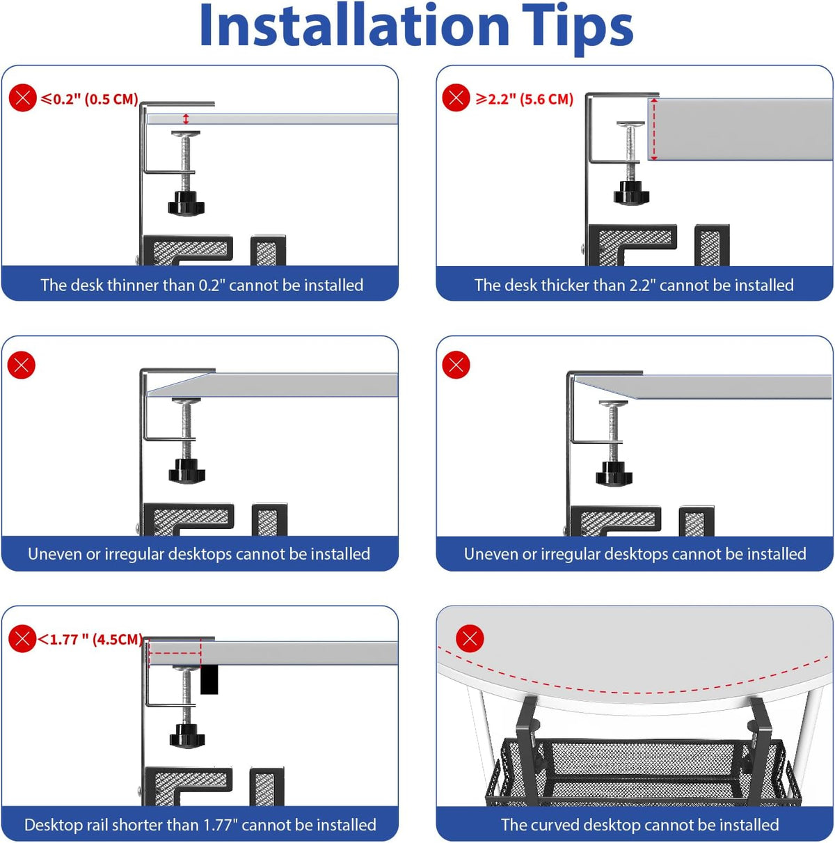Under Desk Cable Management Tray, 15.75" No Drill Cable Management White,