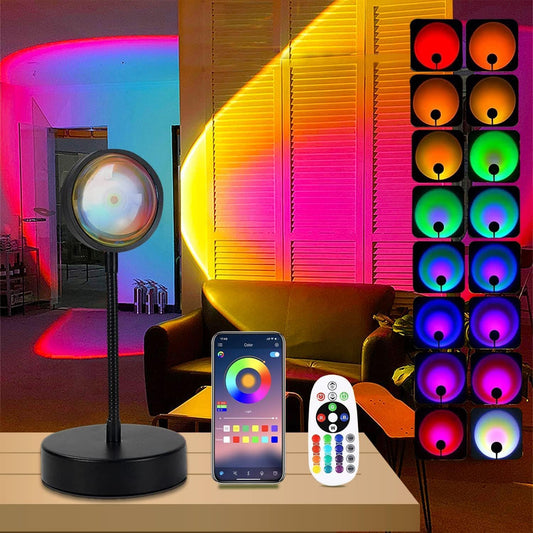 QUIGO Sunset Projector Lamp, 16 Colors Changing with Remote & App Control, Night Light for Bedroom, TikTok Room Decor Aesthetic, Sunrise/Sunset Light