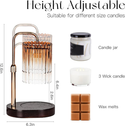 Candeldo Candle Warmer Lamp with Timer: Black Candle Warming Lamp Height Adjustable Wax Melt Warmer Dimmable Modern Farmhouse New Home Bedroom Decor Mothers Day Housewarming Gift for Women