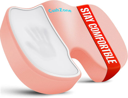 CushZone Seat Cushion - Memory Foam Office Chair Cushion for Sciatica, Tailbone & Back Pain Relief - Orthopedic Coccyx Pillow for Car, Airplane, Pregnancy & Long Sitting at Work, Black