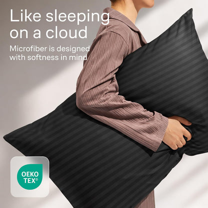 Ultra Soft Pillow Protectors with Zipper Standard Size - Set of 8 Breathable Pillow Covers - 100% Protection Against Stains, Dust & Dirt - Machine Washable (White)