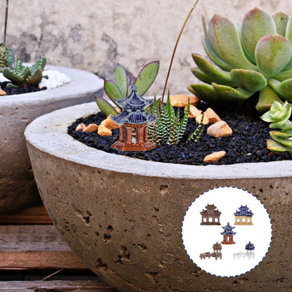 DOITOOL 5PCS Mini Pagoda Garden Statue, Miniature Japanese Style Bonsai Figurines Miniature Asian Decor Mini Zen Garden Accessories Micro Landscape Decoration Fish Tank Aquarium Ornament