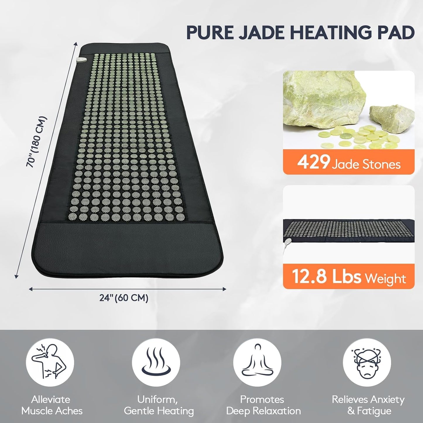 UTK Far Infrared Heating Pad for Back Pain, Small 19x15 in, 60 Pure Jade