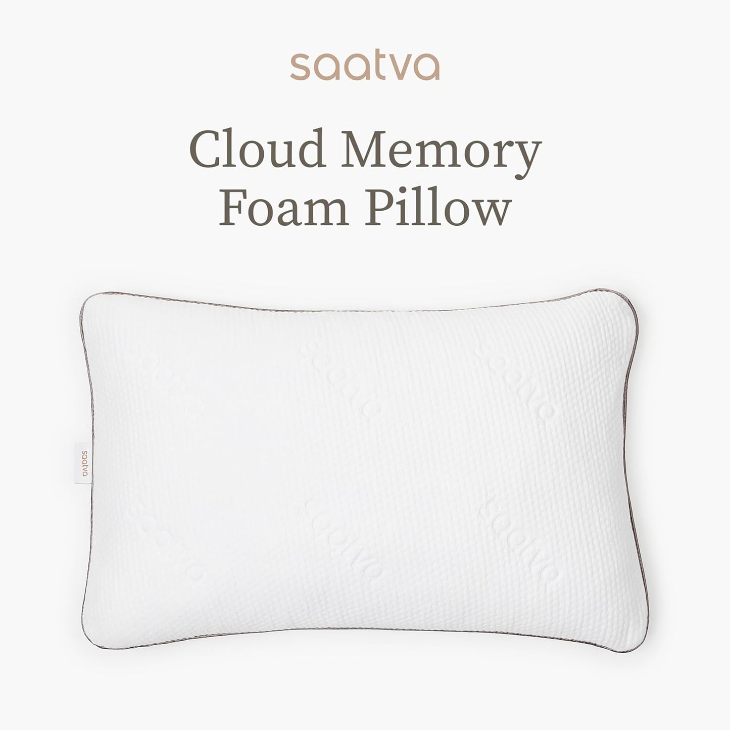 Saatva Cloud Memory Foam Pillow - Gel-Infused Shredded Memory Foam Fill - Standard Loft (4"-5") Contouring Pillow - for Any Sleep Position - 1 Pack, Queen (28"x16")