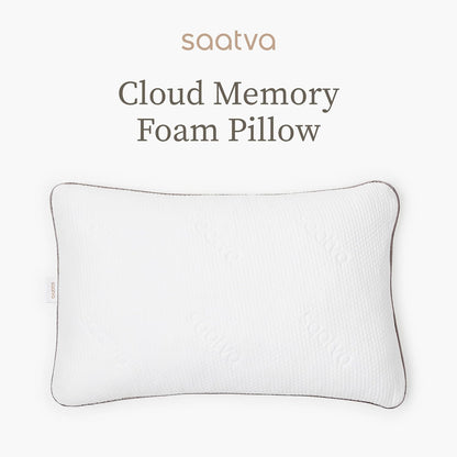 Saatva Cloud Memory Foam Pillow - Gel-Infused Shredded Memory Foam Fill - Standard Loft (4"-5") Contouring Pillow - for Any Sleep Position - 1 Pack, Queen (28"x16")