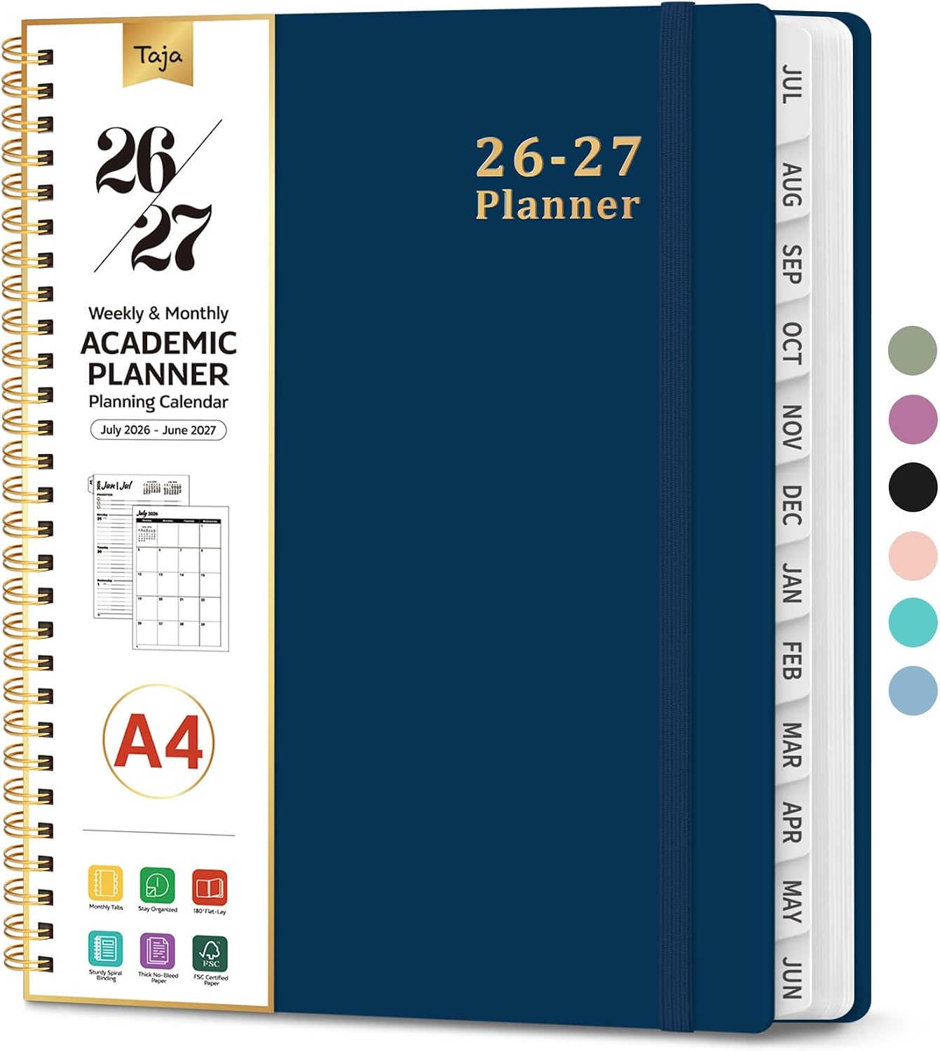 Planner 2026-2027, 8.5" x 11" Weekly and Monthly Academic Year Planner Calendar, July 2026 - June 2027, Hardcover Large School Planning Agenda With Tabs, Perfect for School & Office Supplies, A4, Green
