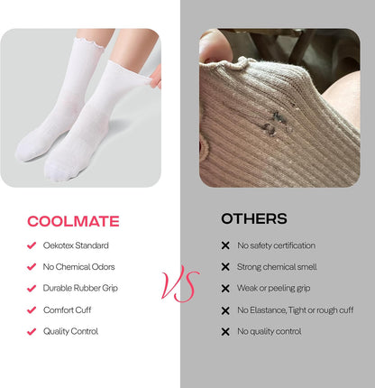 COOLMATE Pilates Socks with Grips for Women, Yoga Socks, Crew Non Slip Women for Barre, Pilates Gifts for Women - Colors A