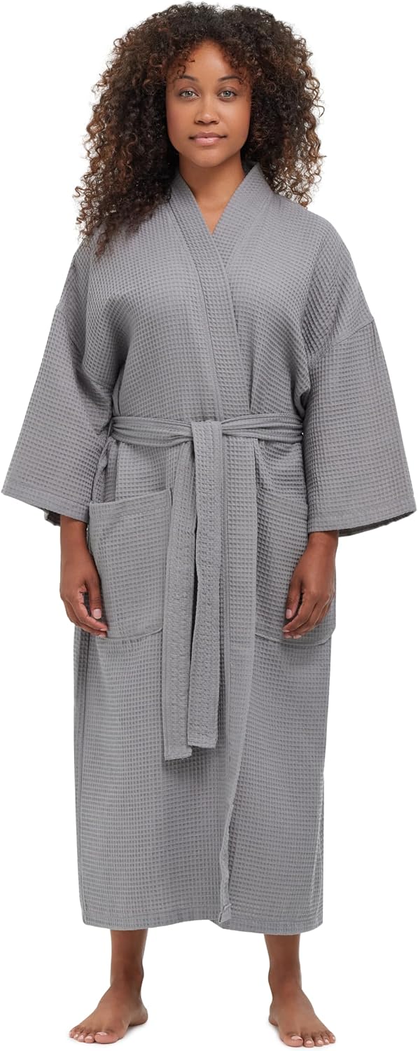 Monarch Square Waffle Spa Kimono Robe for Men or Women