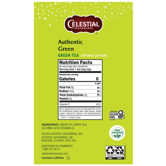 Celestial Seasonings Authentic Green Tea 40 Count