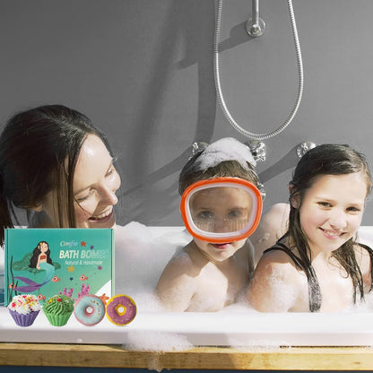 comfso Bath Bombs for Kids, 10 Bath Bomb Gift Set, Natural Bubble Bathbombs