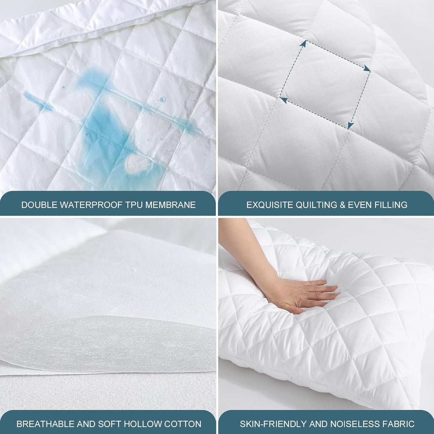UNILIBRA Queen Mattress Protector Waterproof, Deep Pocket Mattress Pad Cover Fits to 6''-21'', Breathable Hollow Cotton Filling Quilted Mattress Protector for Queen Size