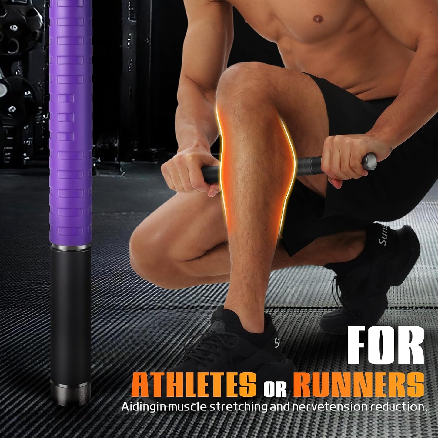 Muscle Roller Stick, Massage Roller for Muscle Deep Tissue Massage, Calf Roller for Myofascial Release, Therapy Roller Stick for Back, Legs, Arms, Waist, and Shoulders Full Body Use (Black)
