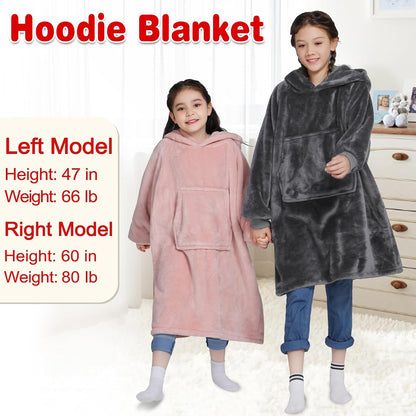Waitu Wearable Blanket Sweatshirt Gifts for Women and Men, Warm and Cozy Giant Blanket Hoodie, Thick Flannel Blanket with Sleeves and Giant Pocket - Dark Gray