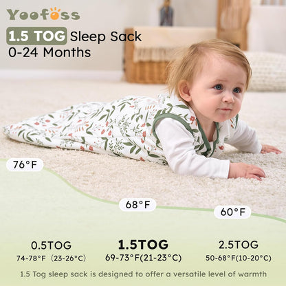 Yoofoss Baby Sleep Sack Baby Wearable Blanket 100% Cotton 2-Way Zipper Toddler Sleeping Sack