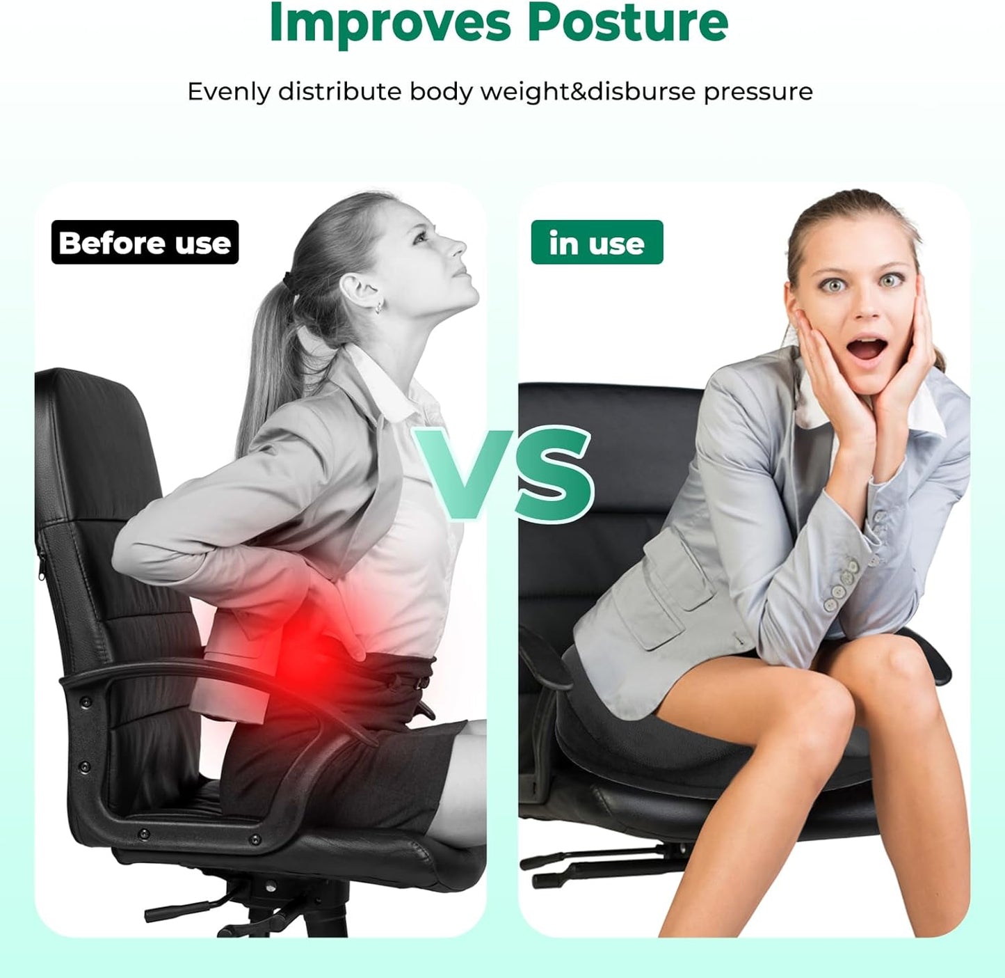 SAHEYER Donut Pillow for Tailbone Pain, Memory Foam Hemorrhoids Pillow for Sciatica Nerve, Sciatica Hip Coccyx Seat Cushion for Long Sitting Office Workers, Car Drivers, Black