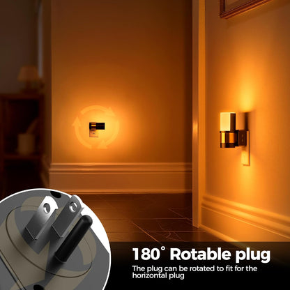 Briignite Night Lights Plug into Wall, Modern LED Night Light Plug in, Dusk to Dawn Sensor,Amber Night Light 0-100LM Adjustable Brightness, Dimmable NightLight for Hallway, Bedroom, Stairway, 2 Pack