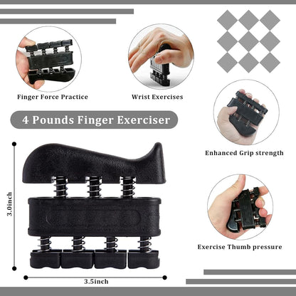 Hand Grip Strengthener Kit 5 Pack Adjustable Finger Forearm Hand Exerciser | Adjustable Grip Trainer, Finger Stretcher & Stress Ball Set for Strength Training & Hand Exercises