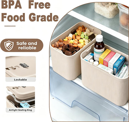 Medication Lock Box,Small Lockable Storage Box with Combination Code for Phone,Medicine Safe,Food, Home,Refrigerator,Office,Personal Items,Travel,Gift