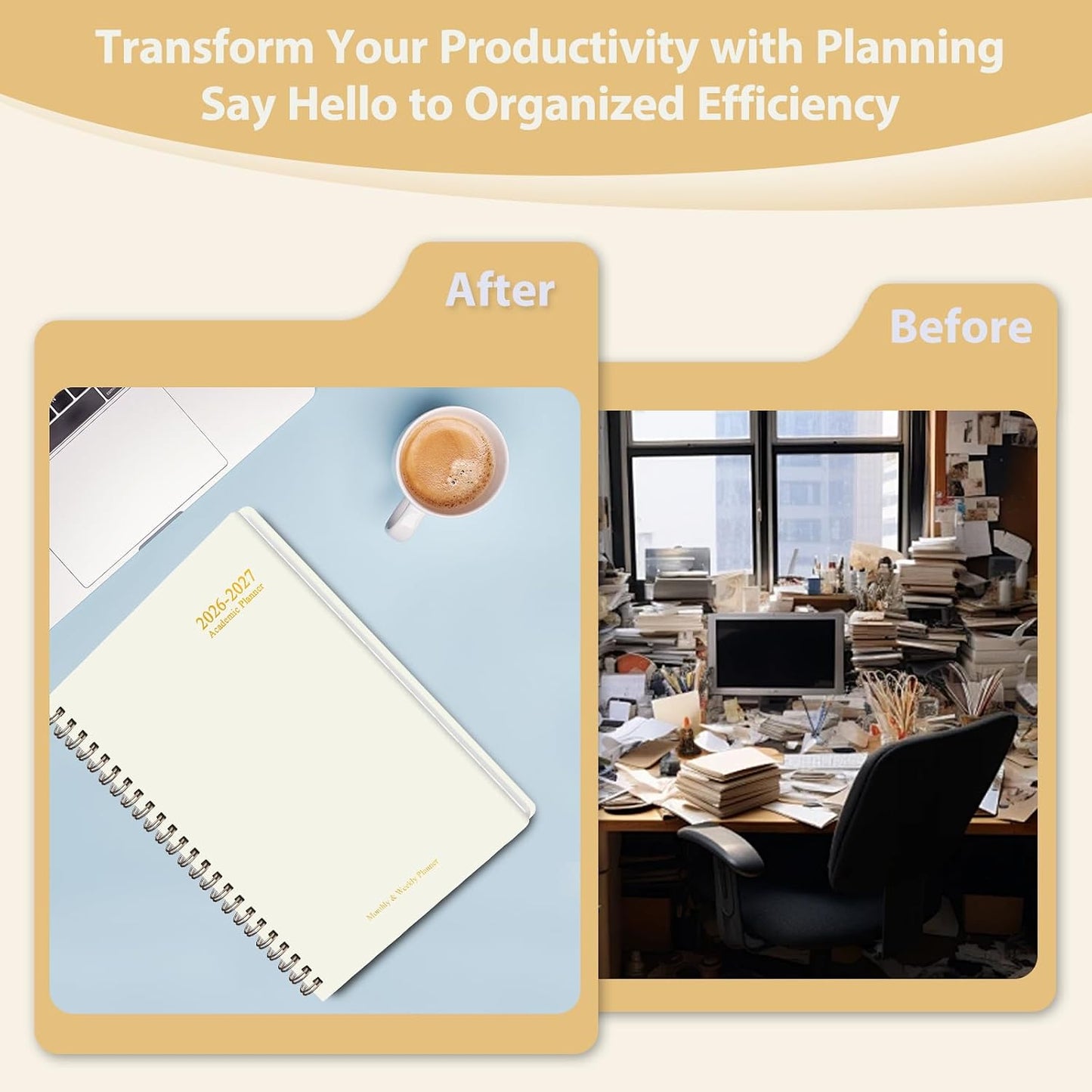 Planner 2026-2027, Weekly and Monthly Calendar Planner, JUL 2026 - JUN 2027 | A5(6.3'' x 8.5''), Hardcover, Agenda Book, Sprial Bound, Inner Pocket, Office and School Use