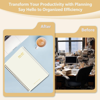 Planner 2026-2027, Weekly and Monthly Calendar Planner, JUL 2026 - JUN 2027 | A5(6.3'' x 8.5''), Hardcover, Agenda Book, Sprial Bound, Inner Pocket, Office and School Use