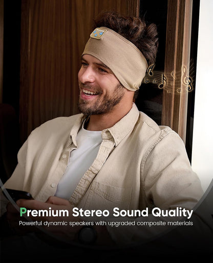 Perytong Sleeping Headphones Bluetooth Headband, Soft Long Time Play Sleeping Headsets with Built in Speakers Perfect for Workout,Running,Yoga,Travel, Darkgray