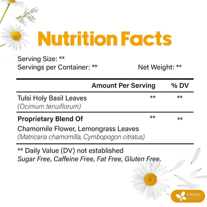 FreshDrinkUS, Premium Tulsi Chamomile Herbal Tea, 135 Bags, Caffeine Free