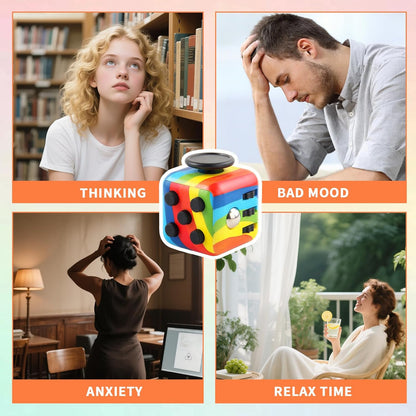 Fidget Cube for Adults, 4-Pack Cube Fidget Anxiety Relief, Silent & Audible Fidget Cube for Anxiety Relief, Handheld Sensory Toy for ADD/ADHD/OCD, Focus & Relaxation