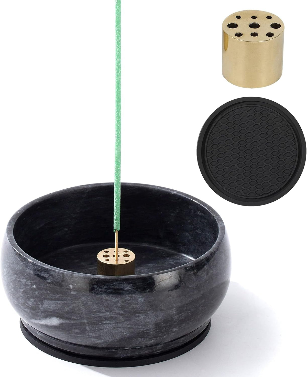 Incense Holder, Natural Marble Incense Holder for Sticks with 9 Incense Holes, Handmade Incense Stick Burner Ideal for Smudging, Decoration