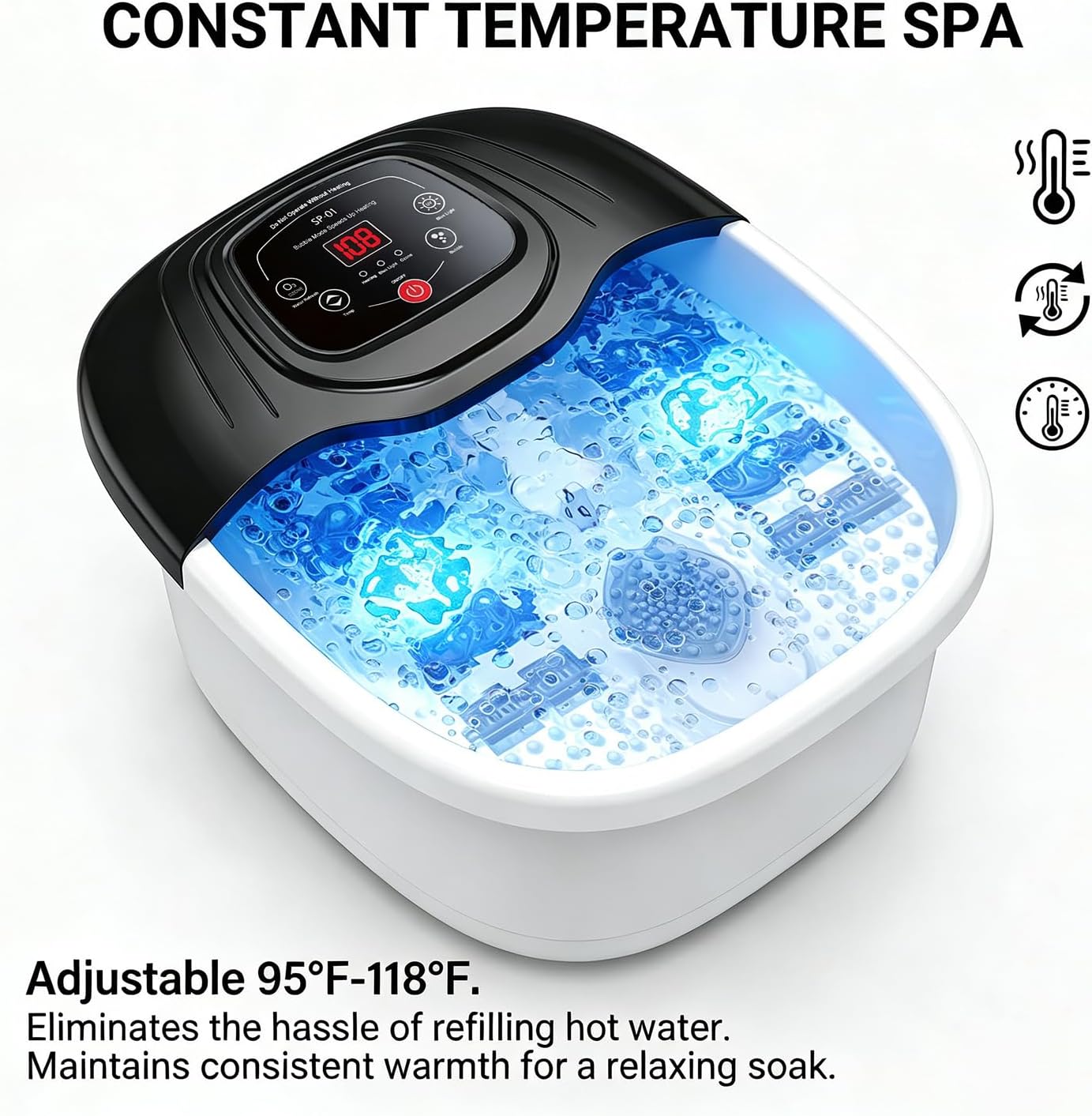 Foot Soaking Tub, Foot Spa Bath Massager with Heat, Epsom Salt,Bubbles, Vibration and Red Light,Foot Soaker, Birthday Gifts for Mom Dad Women Men Her Him