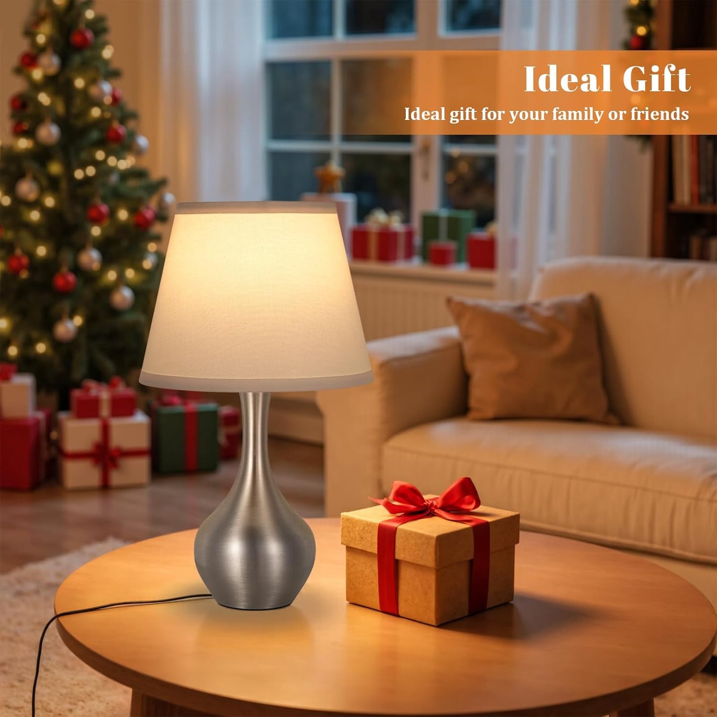 Seealle 16.1" Touch Table Lamps for Nightstand, 3-Way Dimmable Small Bedroom Lamps for Night Stands, Black Bedside Lamps for Living Room, Kids Room, End Table