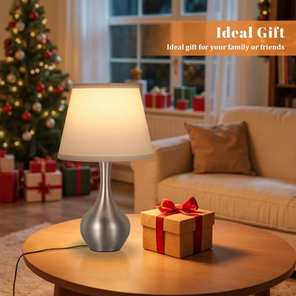 Seealle 16.1" Touch Table Lamps for Nightstand, 3-Way Dimmable Small Bedroom Lamps for Night Stands, Black Bedside Lamps for Living Room, Kids Room, End Table