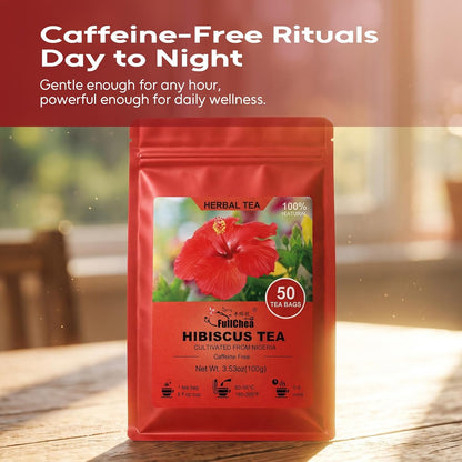 FullChea Hibiscus Tea Bags, 50 Counts, Flor De Jamaica, Non-GMO