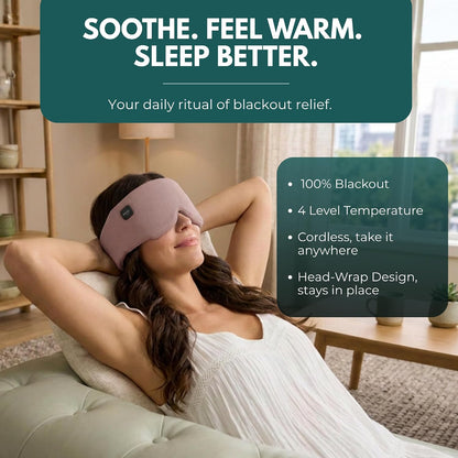 Heated Eye Mask – Cordless Electric Warm Eye Compress for Dry Eyes, Stye & Eye Strain Relief – 4 Heat Settings, Rechargeable, Light-Blocking, Blackout, Washable Cover (Sunset Rose)