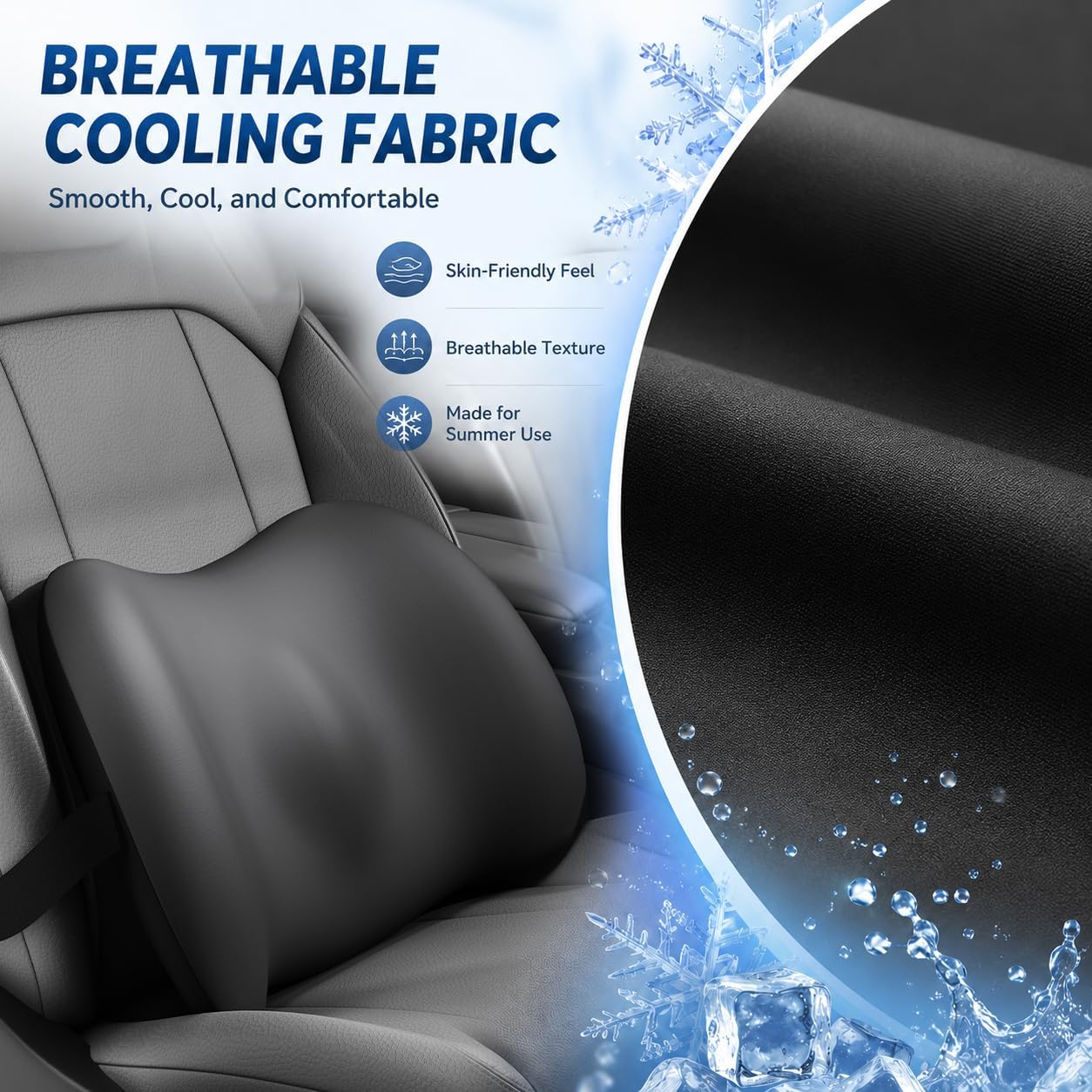 BYMECOST Lumbar Support Pillow for Car, Memory Foam Car Seat Back Support Pillow for Driving, Back Cushion with Strap for Pain Relief, Ergonomic Back Cushion for Office Chair, Wheelchair (Black)
