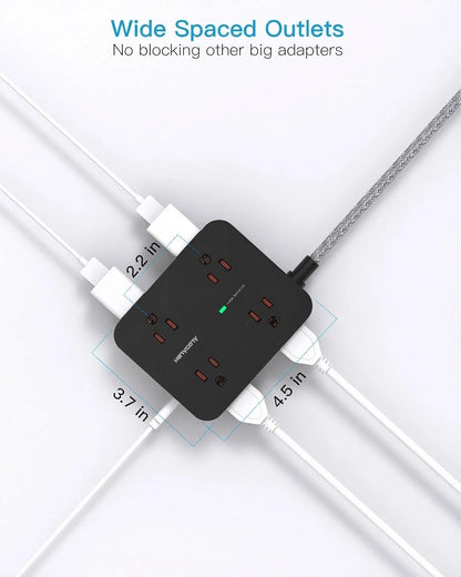 HANYCONY Surge Protector Power Strip, 1080J, 5 Ft Braided Extension Cord