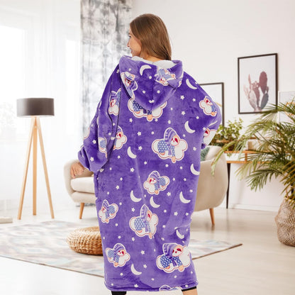 THREE POODLE Wearable Blanket Hoodie for Women, Oversized Sherpa Sweatshirt Blanket for Adults Men, Cozy Hooded Blankets, Gifts for Teen Girls Women Mom Sister