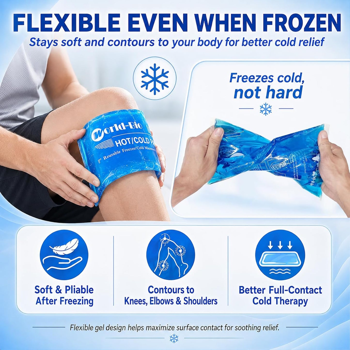 Reusable Ice Gel Pack for Injuries, Soft Cold Pack Ice Wrap Hot Cold Compress Alleviate Inflammation Joint Pain Muscle Soreness, Flexible & Adjustable for Shoulder Elbow Foot Ankle Knee Wrist Leg Neck