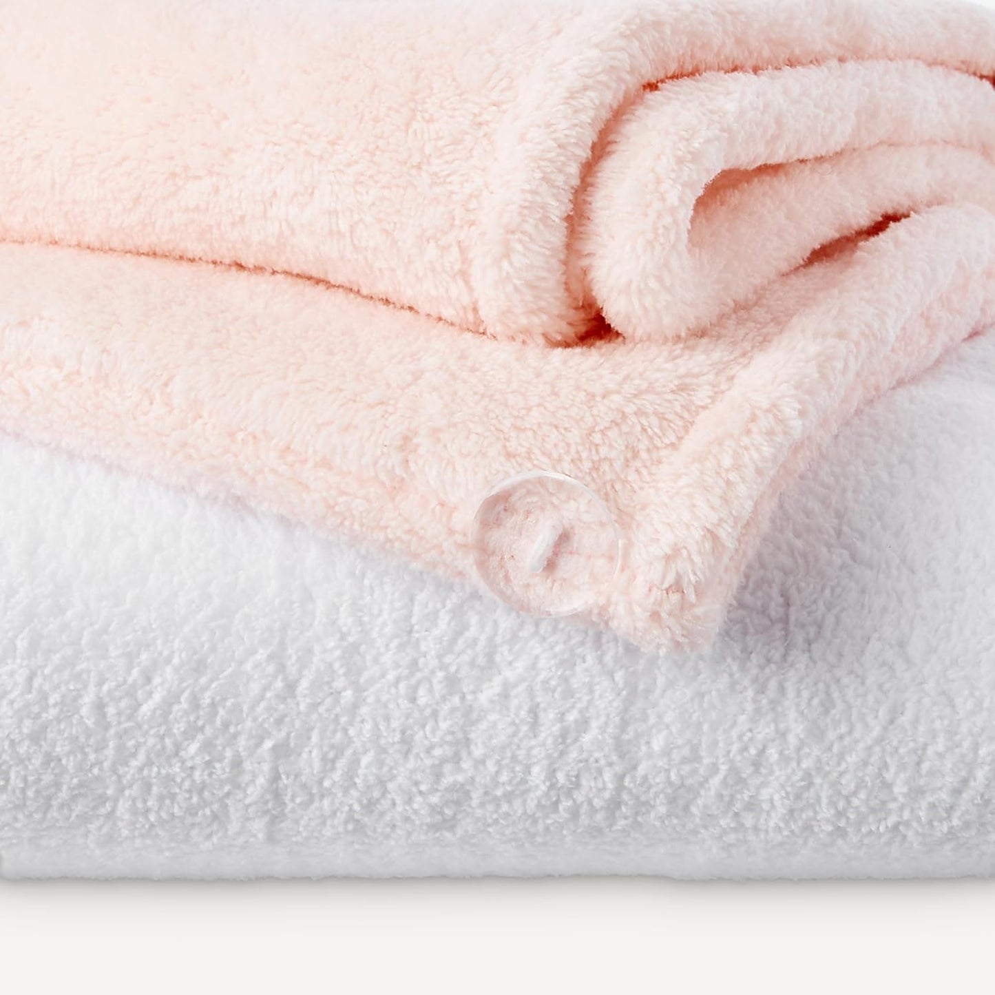 Amazon Basics Quick Dry Microfiber Hair Towel Wrap, Hair Drying Towel, Grey/Beige, 2-Pack