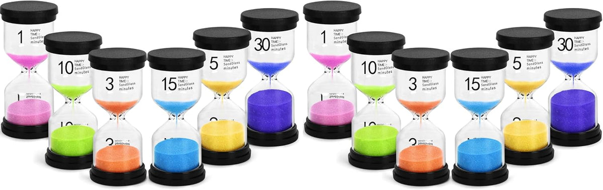 SHINDEL Sand Timers Set, 6PCS Colorful Hourglass Sandglass Timer