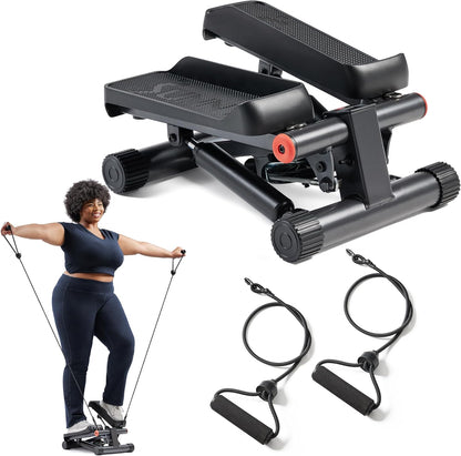 Sunny Health & Fitness Mini Steppers for Exercise at Home, Stair Step Workout Machine with Resistance Bands, Full Body Cardio Equipment, Optional Free SunnyFit App Connection Smart Stepper