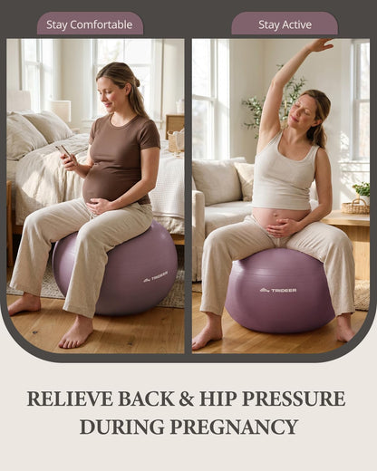 Trideer Exercise Ball, Stability Yoga Ball for Physical Therapy, Active Sitting, Pregnancy & Birth Labor Prep, Core Strength, Balance Training, Posture Improvement and Daily Stretching, 55/65/75cm