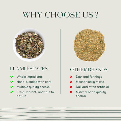 Luxmi Estates Lemon Balm Honey Ginger Herbal Tea | 50 Pyramid Tea Bags (100g, 3.5oz), Caffeine-Free Calming Blend with Lemon Balm, Ginger, Lemongrass, Lemon Peel, & Natural Honey Flavor, Vegan