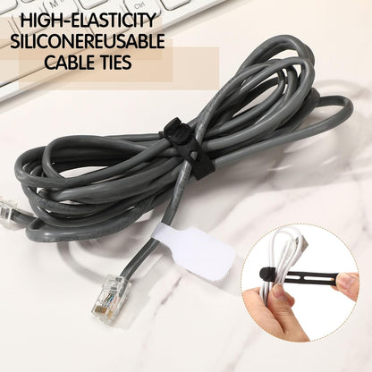 90 Pcs Cable Ties with Labels for Electronics Desk, Mixed Color
