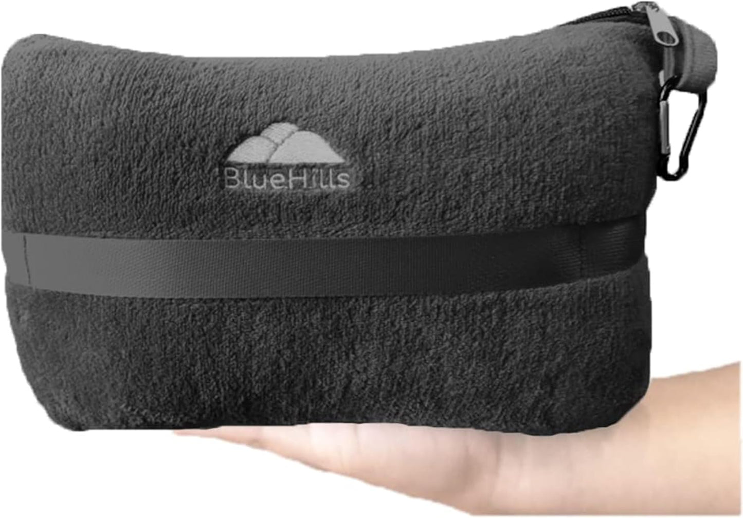 BlueHills Premium Soft Plush Mini Travel Blanket Pillow Plane 2 in 1 Gray