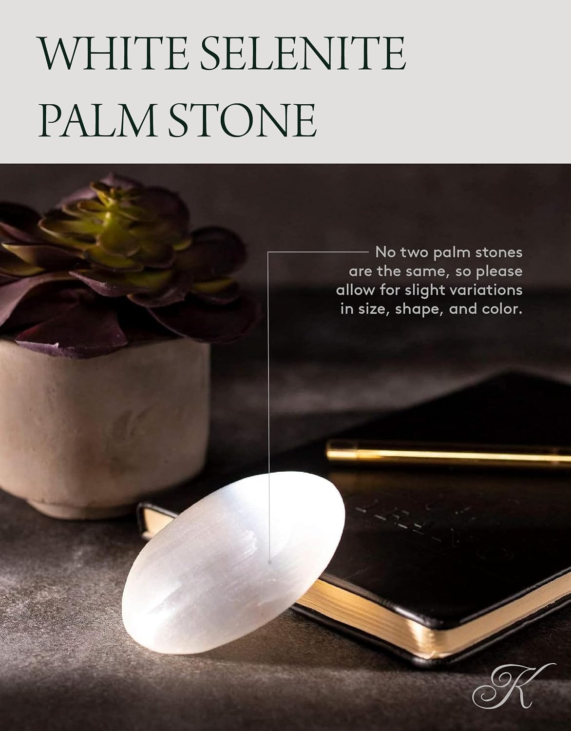 KALIFANO Palm Stone with Healing & Calming Effects - AAA+ Grade High Energy Worry Stone with Information Card - Reiki Crystal Used for Courage (Family Owned and Operated)