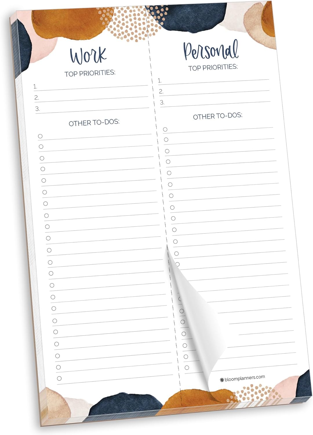 bloom daily planners Timed Work & Personal To Do List Planning Pad - ADHD Friendly Undated Tear-Off Hourly Checklist Notepad Appointment Organizer - 6" x 9" - Brushed Beige