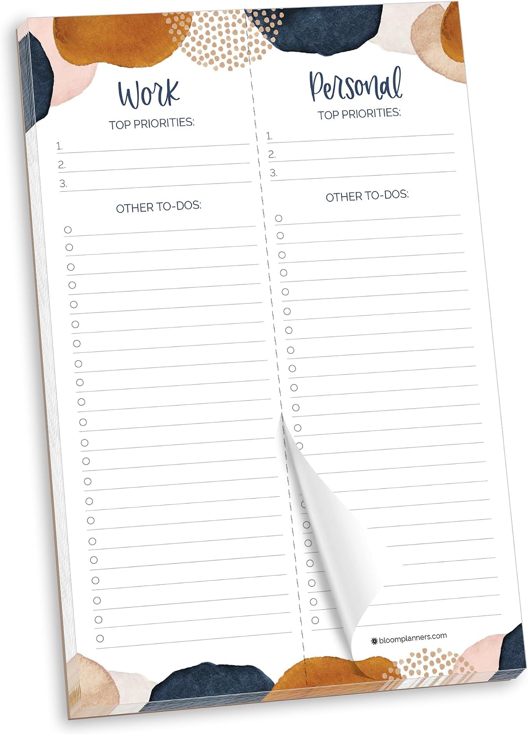 bloom daily planners Timed Work & Personal To Do List Planning Pad - ADHD Friendly Undated Tear-Off Hourly Checklist Notepad Appointment Organizer - 6" x 9" - Brushed Beige