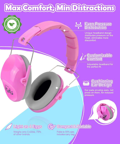 PROHEAR 032 Kids Ear Protection – Ear Muffs for Noise Reduction, 25NRR Noise Cancelling Headphones for Kids,Toddlers, Autism, Sensory Use, Hearing Protection – Orange