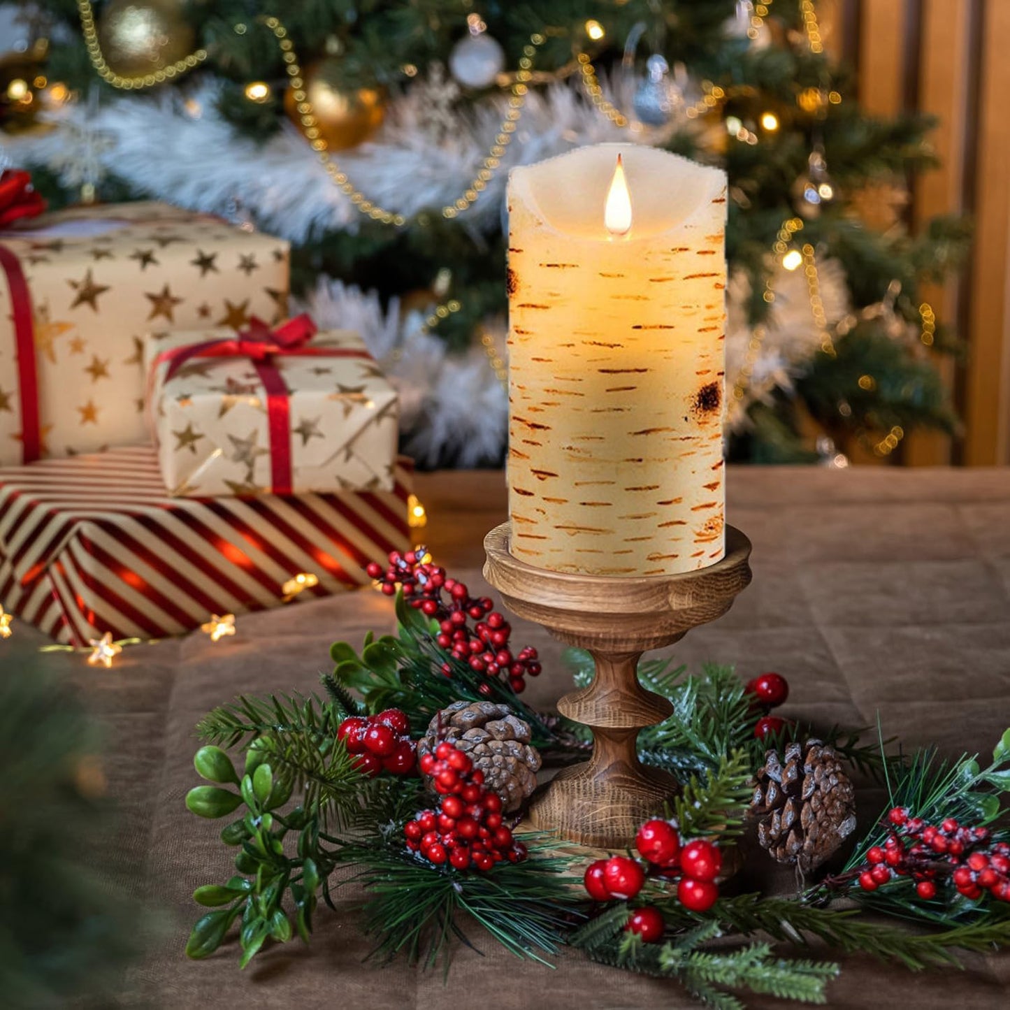2PACK Outdoor Plastic flameless Candles with Remote Control and Timer, LED Flickering Battery Operated Electric Pillar Candles (D3 xH5.5) for Camping, Weddings, Home Decoration